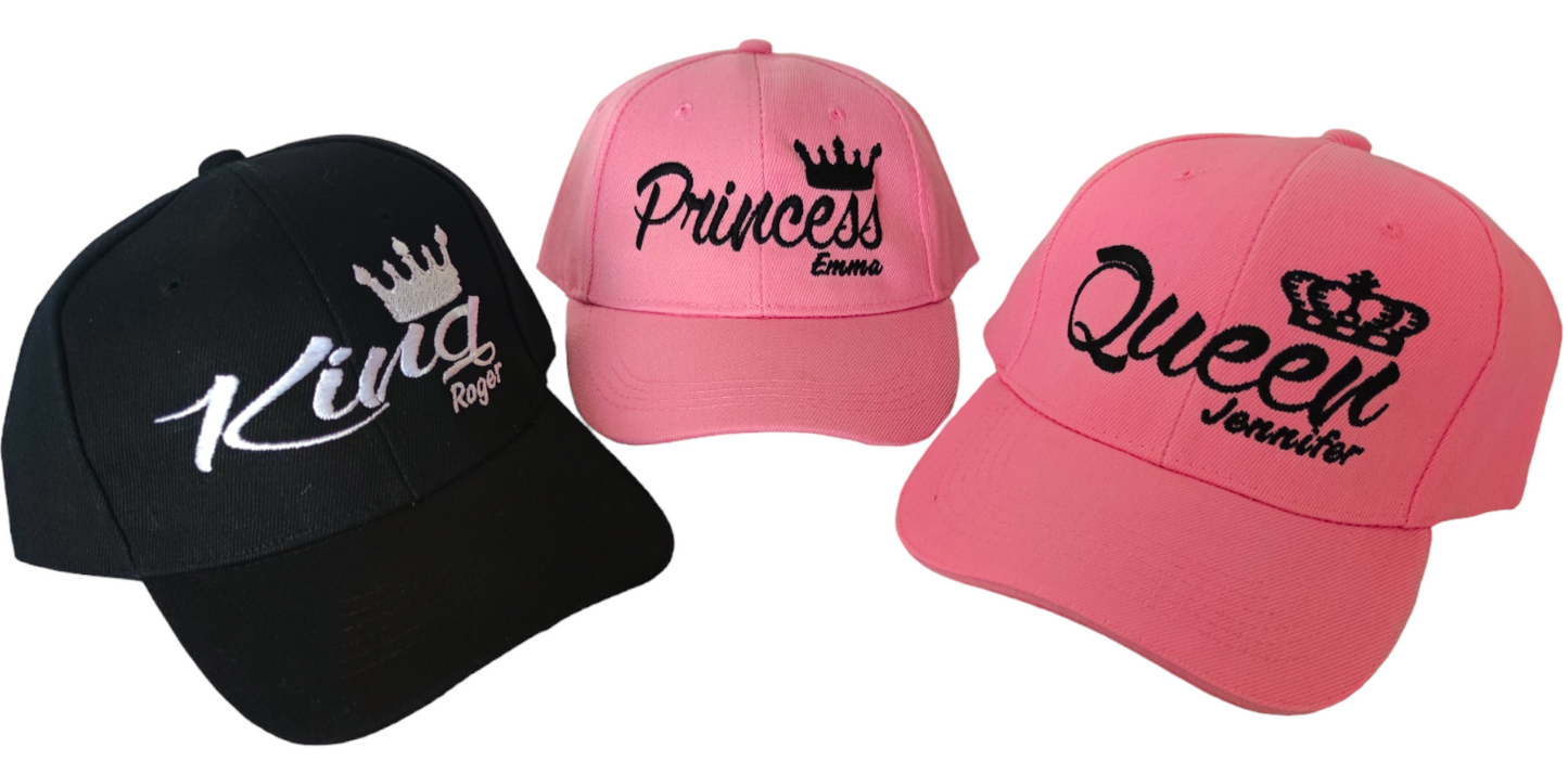 Gorras KING, QUEEN & PRINCESS (Nombres)