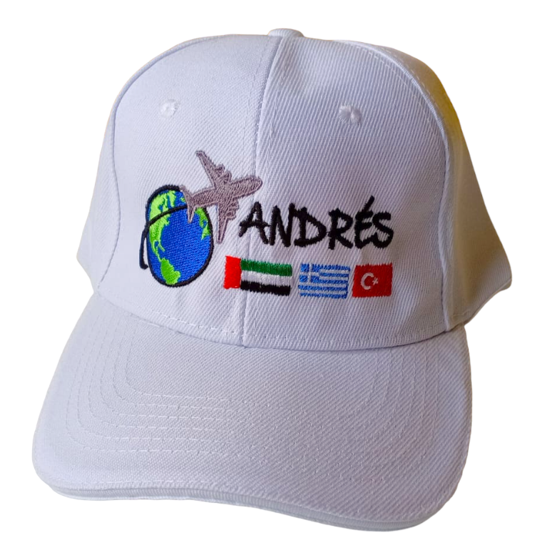Gorra MUNDO, AVIÓN Y BANDERAS (Nombre)