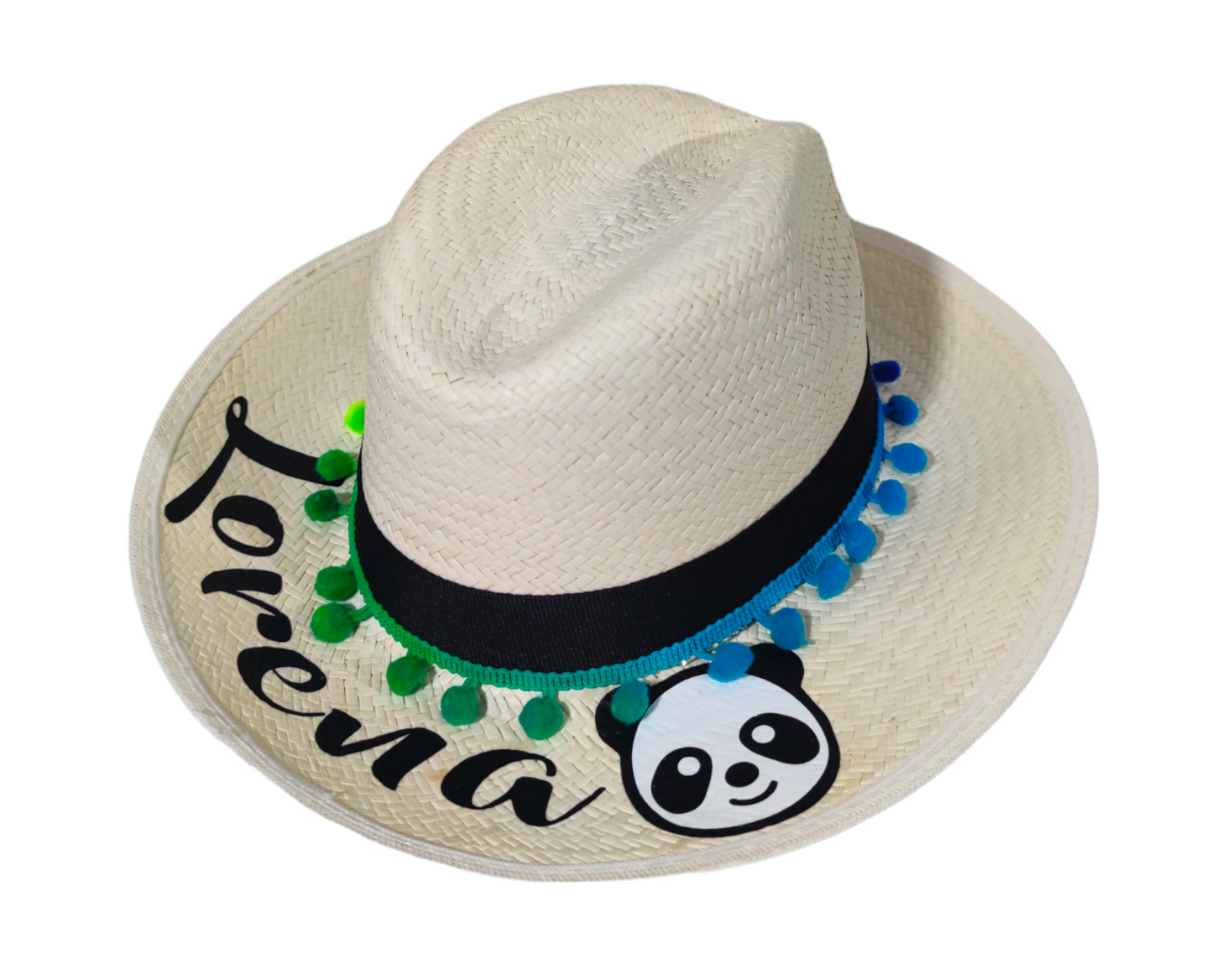Sombrero con Bolitas OSO PANDA 🐼 (Nombre)