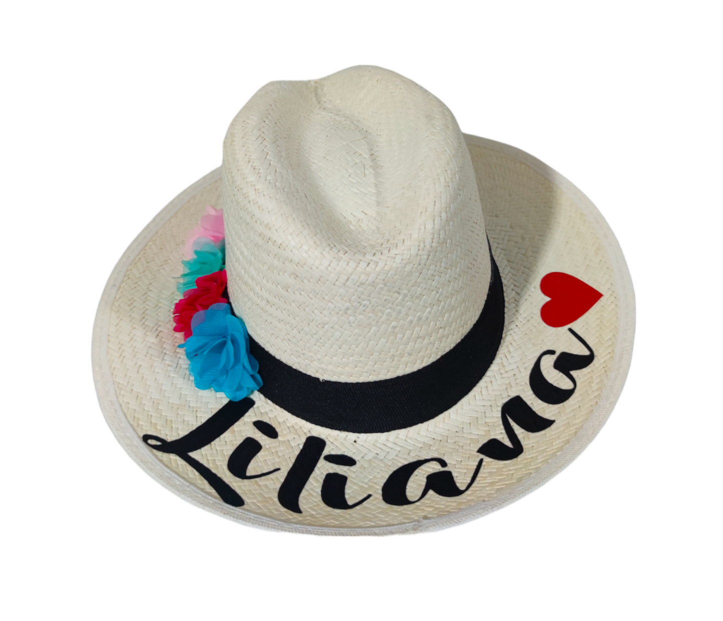 Sombrero con Flores CORAZÓN❤️ (Nombre)