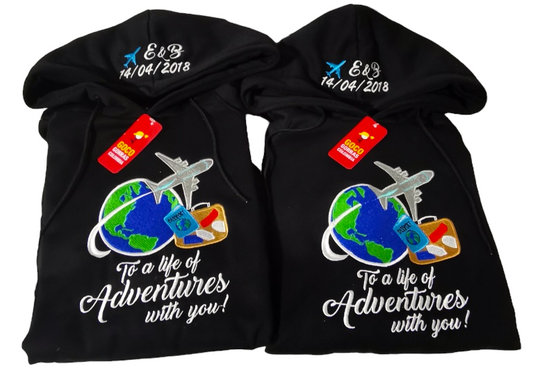 Buzo TO A LIFE ADVENTURES WITH YOU! (Iniciales-Fecha)