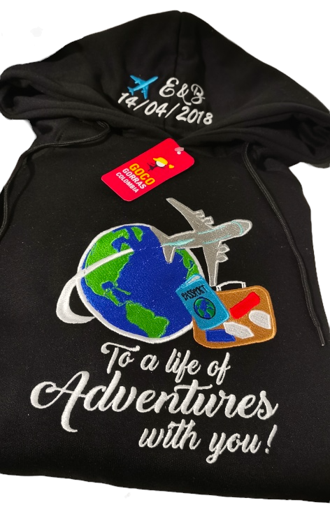 Buzo TO A LIFE ADVENTURES WITH YOU! (Iniciales-Fecha)