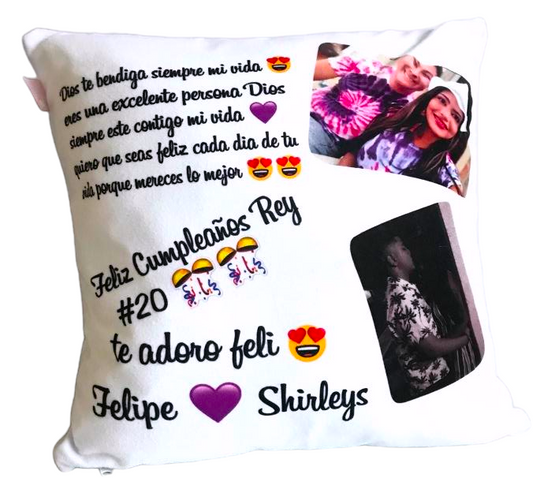 Cojín FELIZ CUMPLEAÑOS REY (Fotos-Texto)