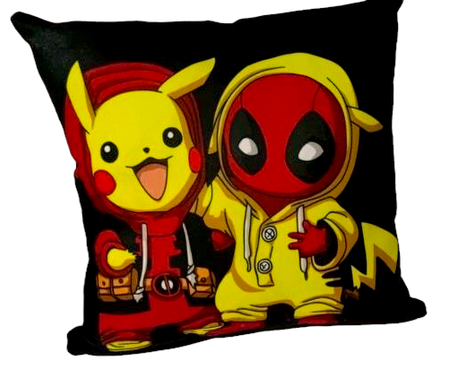Cojín PIKACHU Y DEADPOOL (Texto)