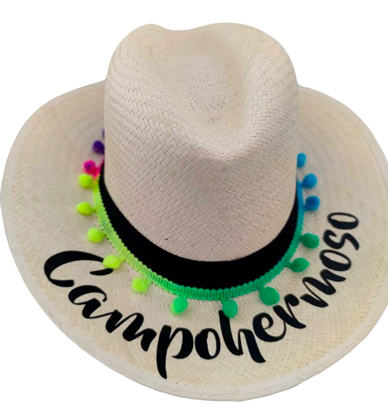 Sombrero con Bolitas CAMPOHERMOSEÑA (Texto)