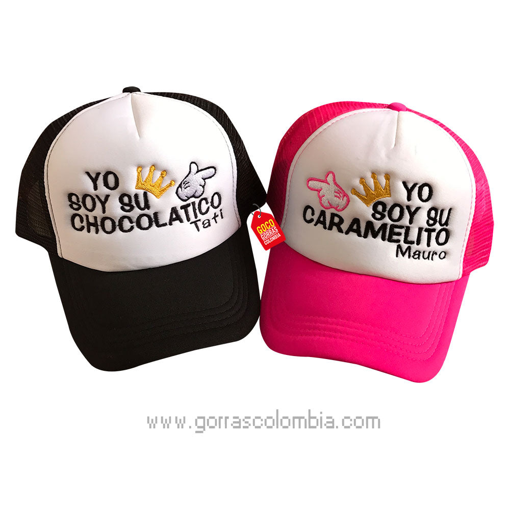 Gorras CHOCOLATICO Y CARAMELITO (Nombres)