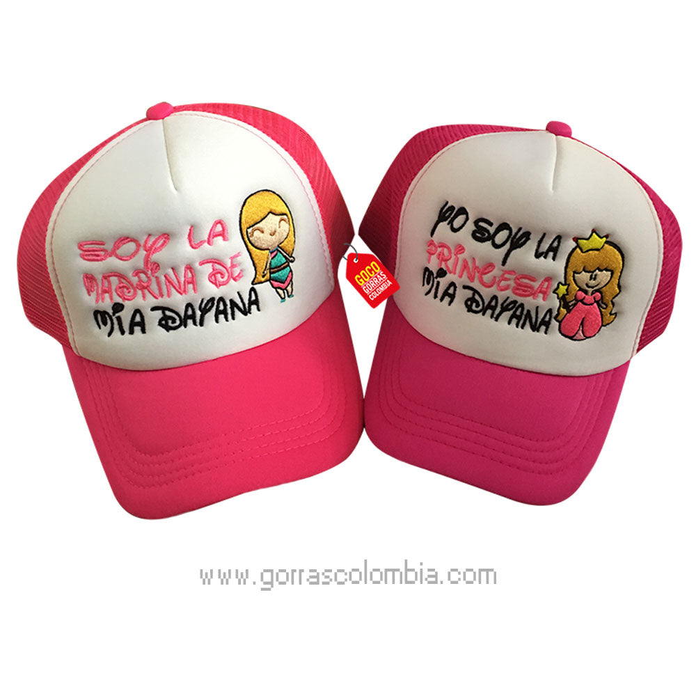 Gorras PRINCESAS - MADRINA Y AHIJADA (Nombre)