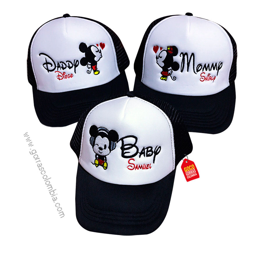 Gorras MICKEY Y MINNIE - DADDY, MOMMY & BABY (Nombres)