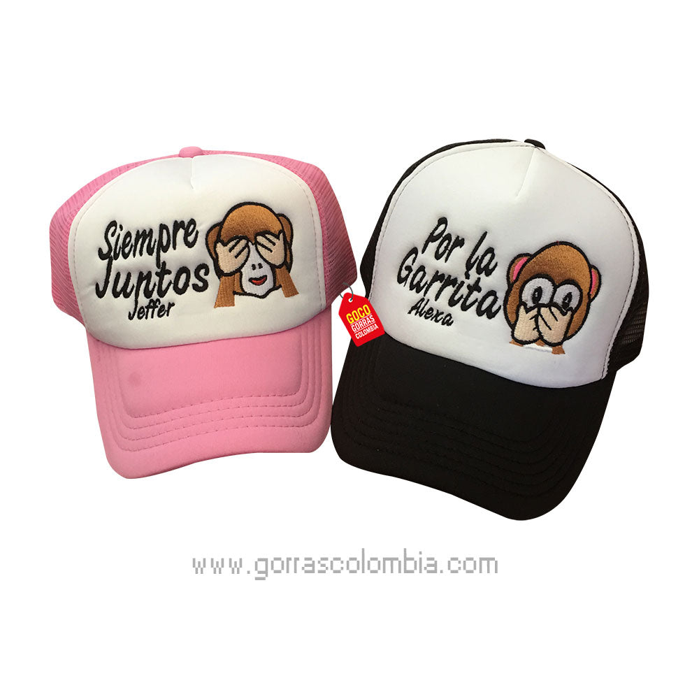 Gorras EMOJI MICOS - SIEMPRE JUNTOS (Nombres)
