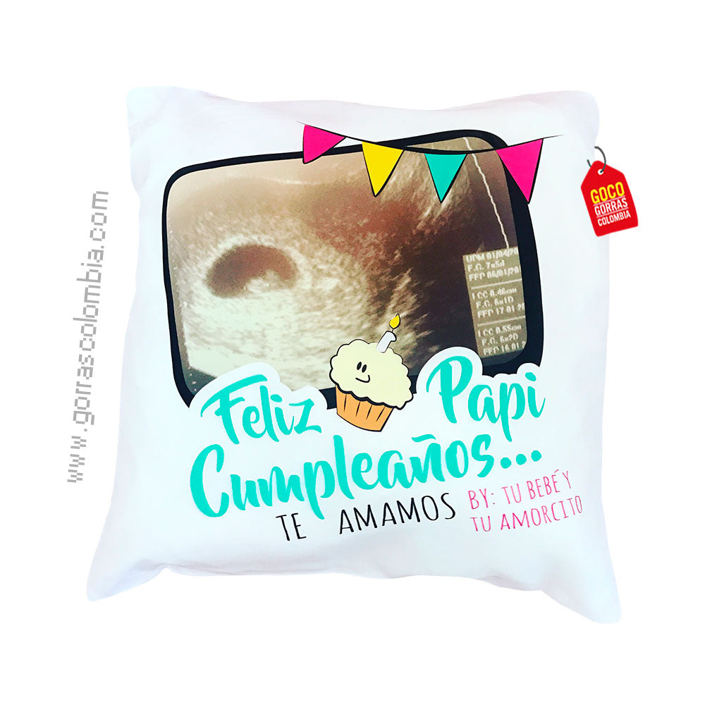 Cojín FELIZ CUMPLEAÑOS PAPI (Foto-Frase)