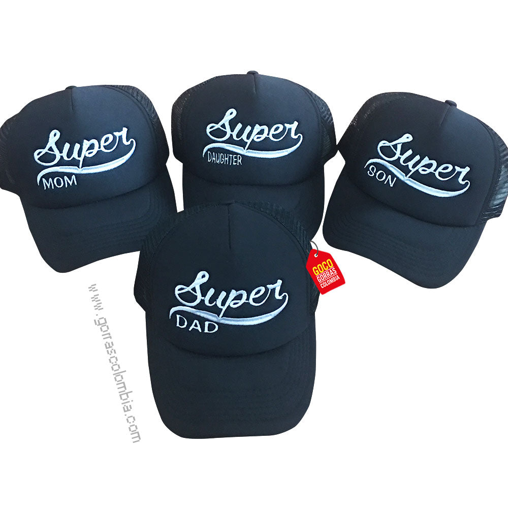 Gorras SUPER DAD, MOM, DAUGHTER & SON