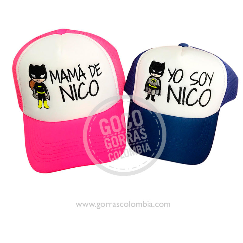 Gorras BATICHICA Y BATMAN - MAMÁ E HIJO (Nombre)