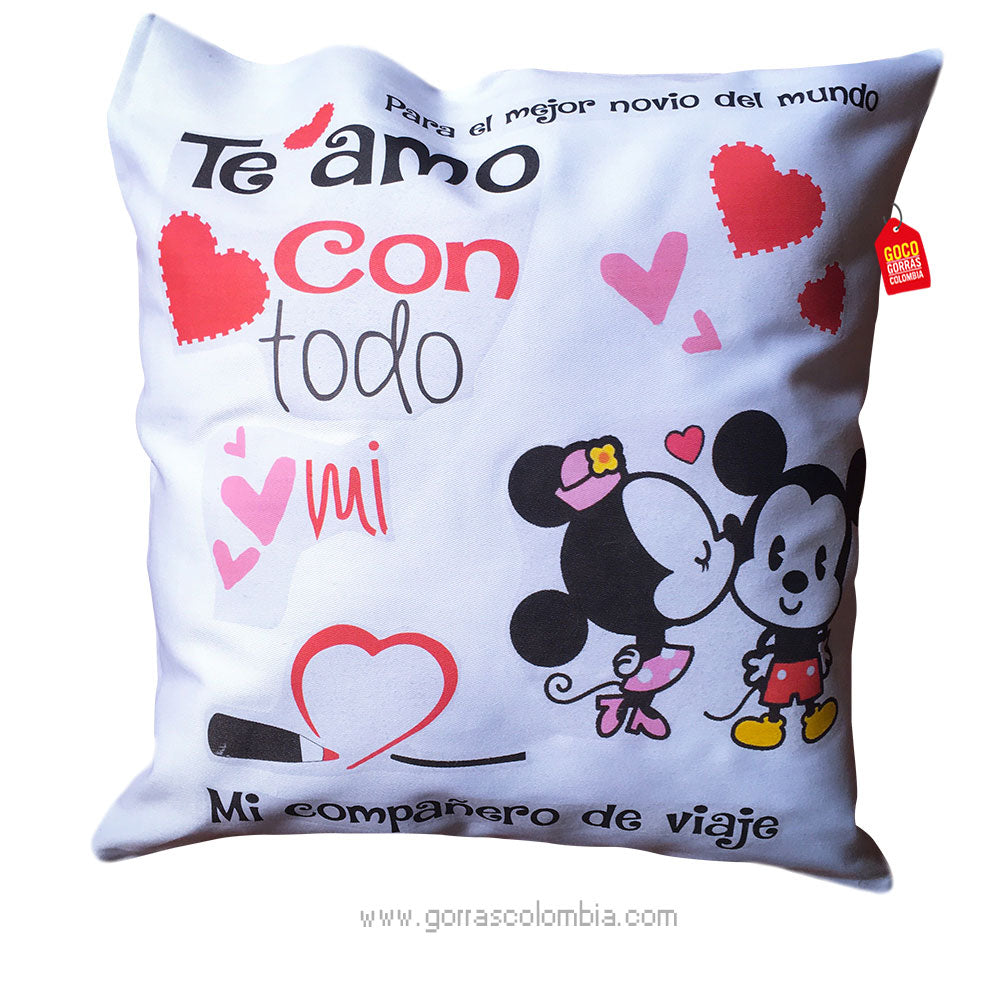 Cojín MICKEY Y MINNIE - TE AMO... (Frase)