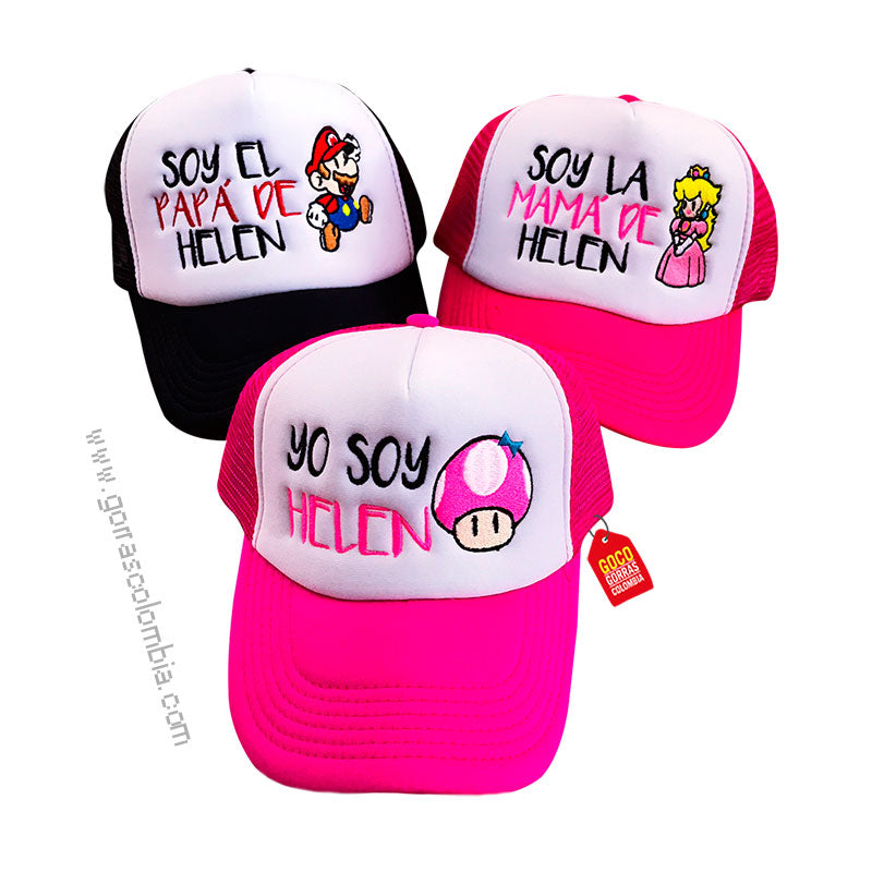Gorras SUPER MARIO - PAPÁS DE... (Nombre)