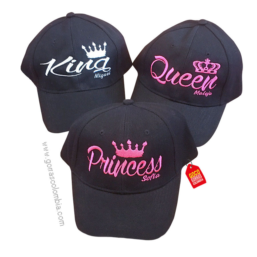Gorras KING, QUEEN Y PRINCESS (Nombres)