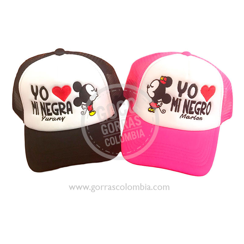Gorras MICKEY Y MINNIE - NEGRA Y NEGRO (Nombres)