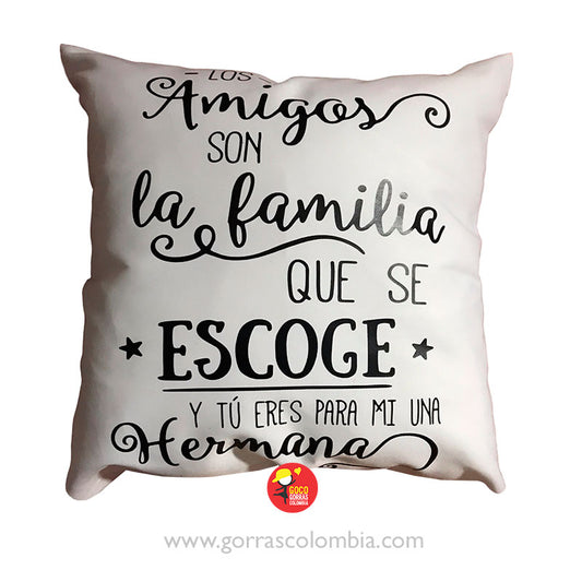 Cojín AMIGA COMO HERMANA (Frase)