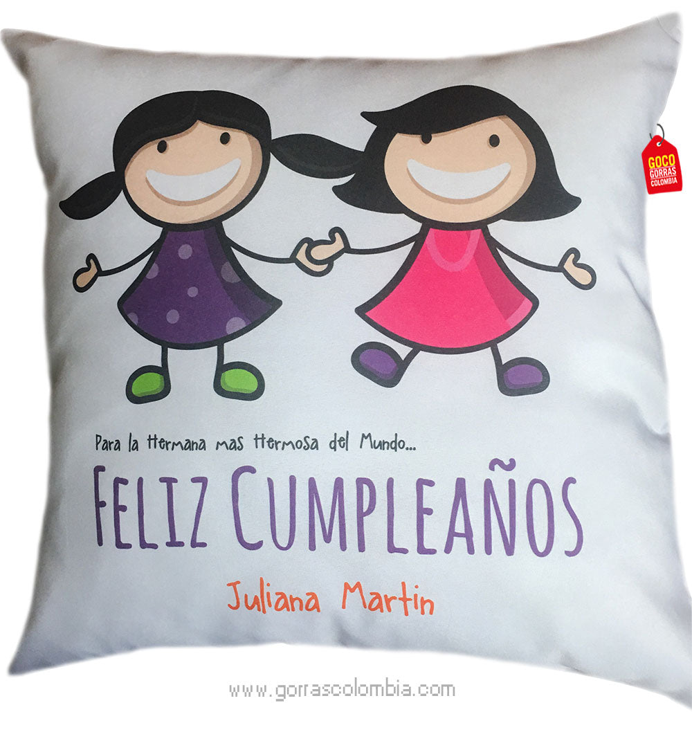 Cojín CUMPLEAÑOS HERMANA (Nombre)