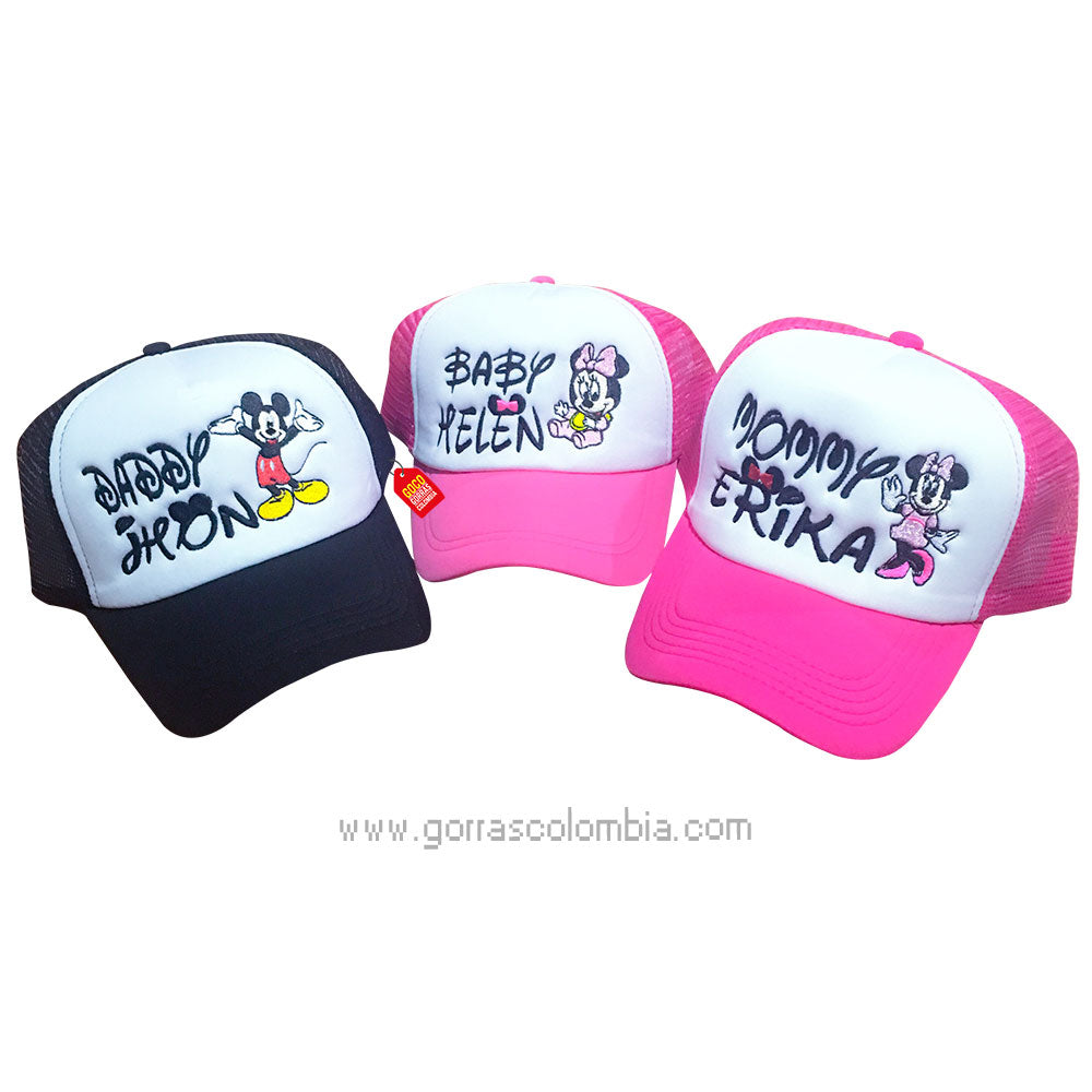 Gorras MICKEY Y MINNIE - DADDY, MOMMY & BABY (Nombres)