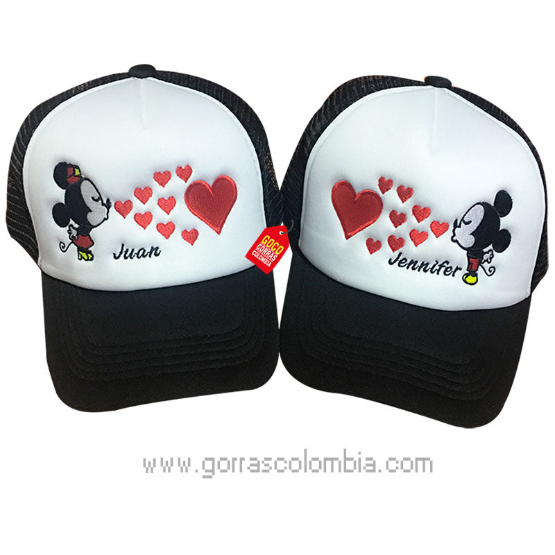 Gorras MINNIE Y MICKEY - CORAZONES (Nombres)