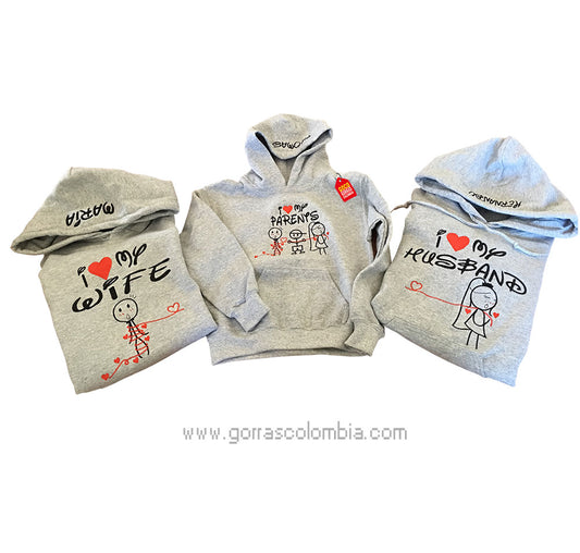 Buzo WIFE / HUSBAND / PARENTS (Nombre)