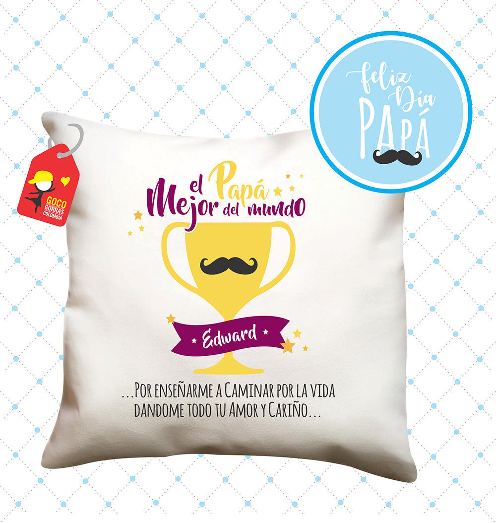 Cojín EL MEJOR PAPÁ DEL MUNDO (Nombre)