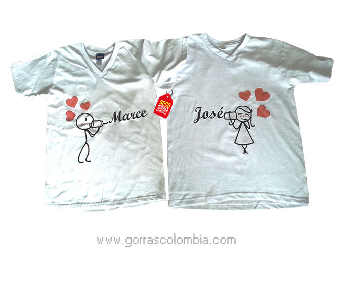 Camiseta PAREJA PALITOS CON VASO
