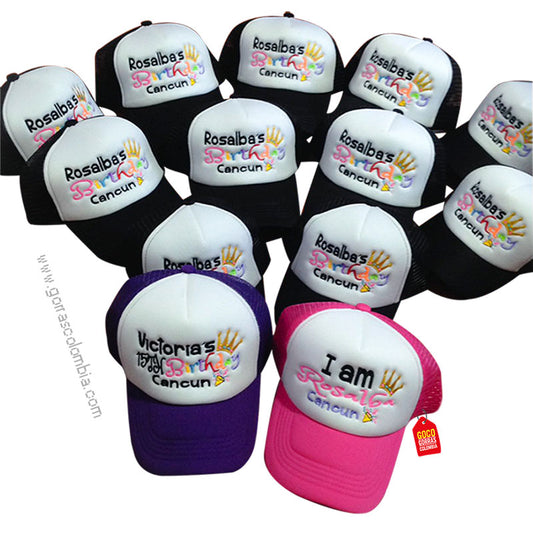 Gorras CORONA - BIRTHDAY CANCÚN (Nombre-Lugar-Años)