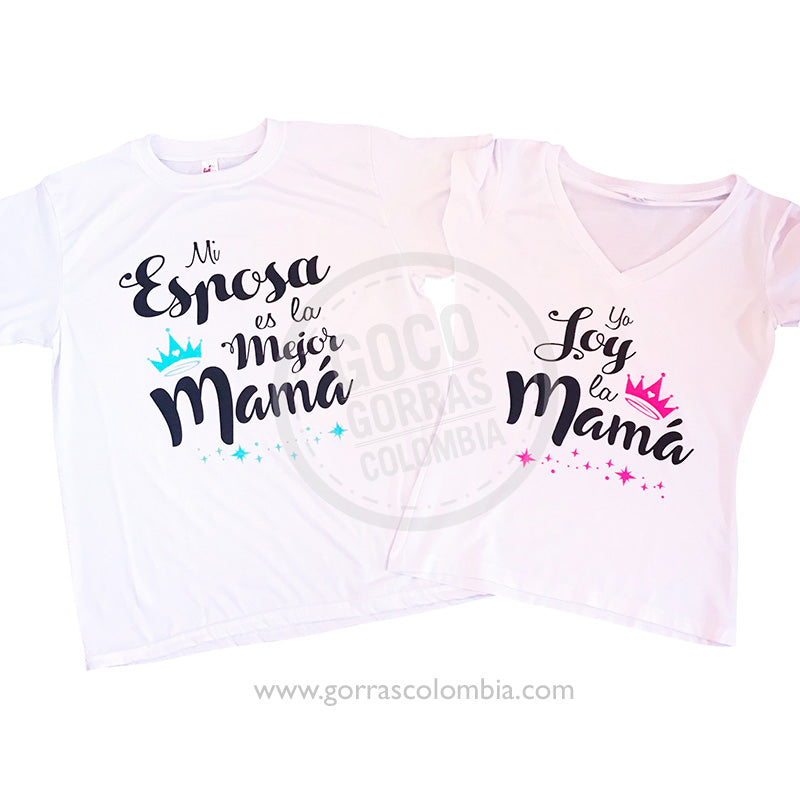 Camiseta MI ESPOSA ES LA MEJOR MAMA YO SOY LA MAMA Gorras Colombia