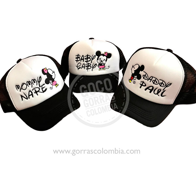 Gorras MICKEY Y MINNIE - DADDY, MOMMY & BABY (Nombres)
