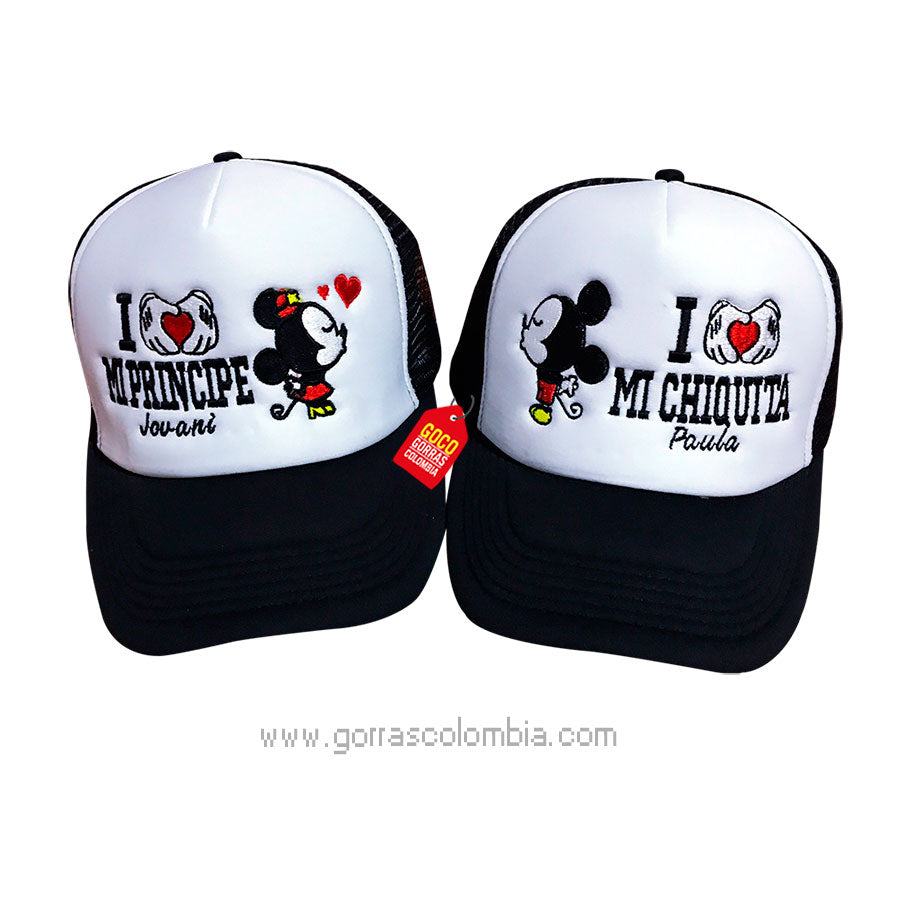 Gorras MINNIE Y MICKEY - PRINCIPE Y CHIQUITA (Nombres)