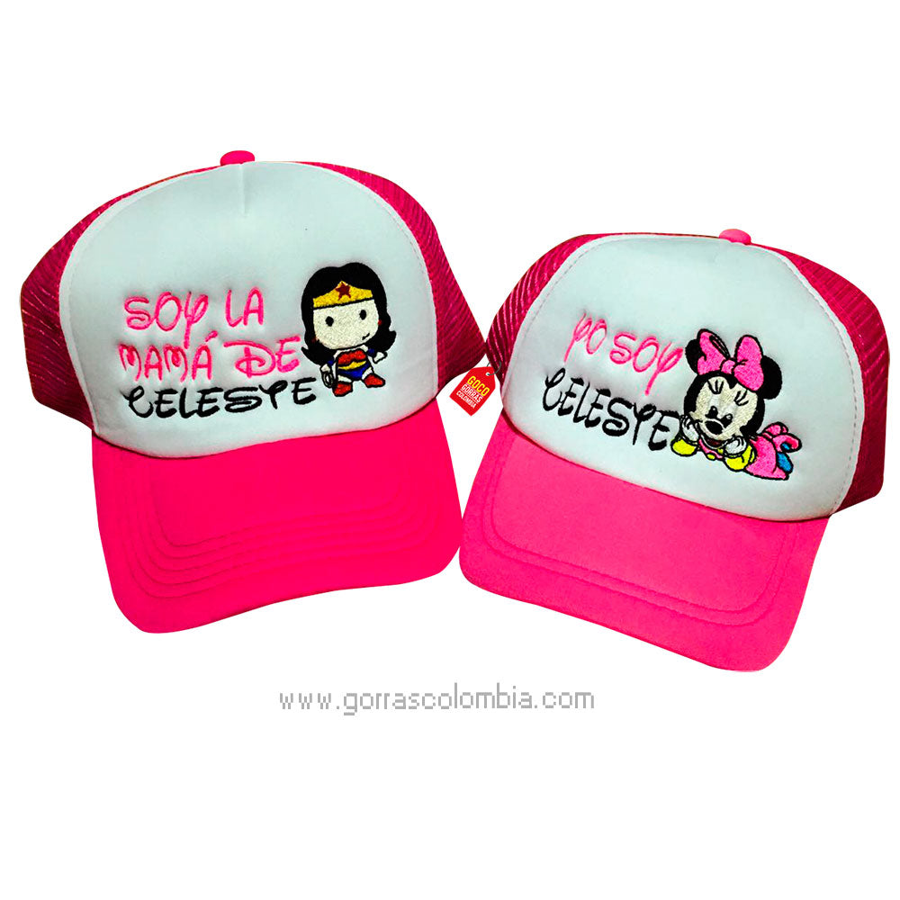 Gorras MUJER MARAVILLA Y MINNIE - MAMÁ E HIJA (Nombre)