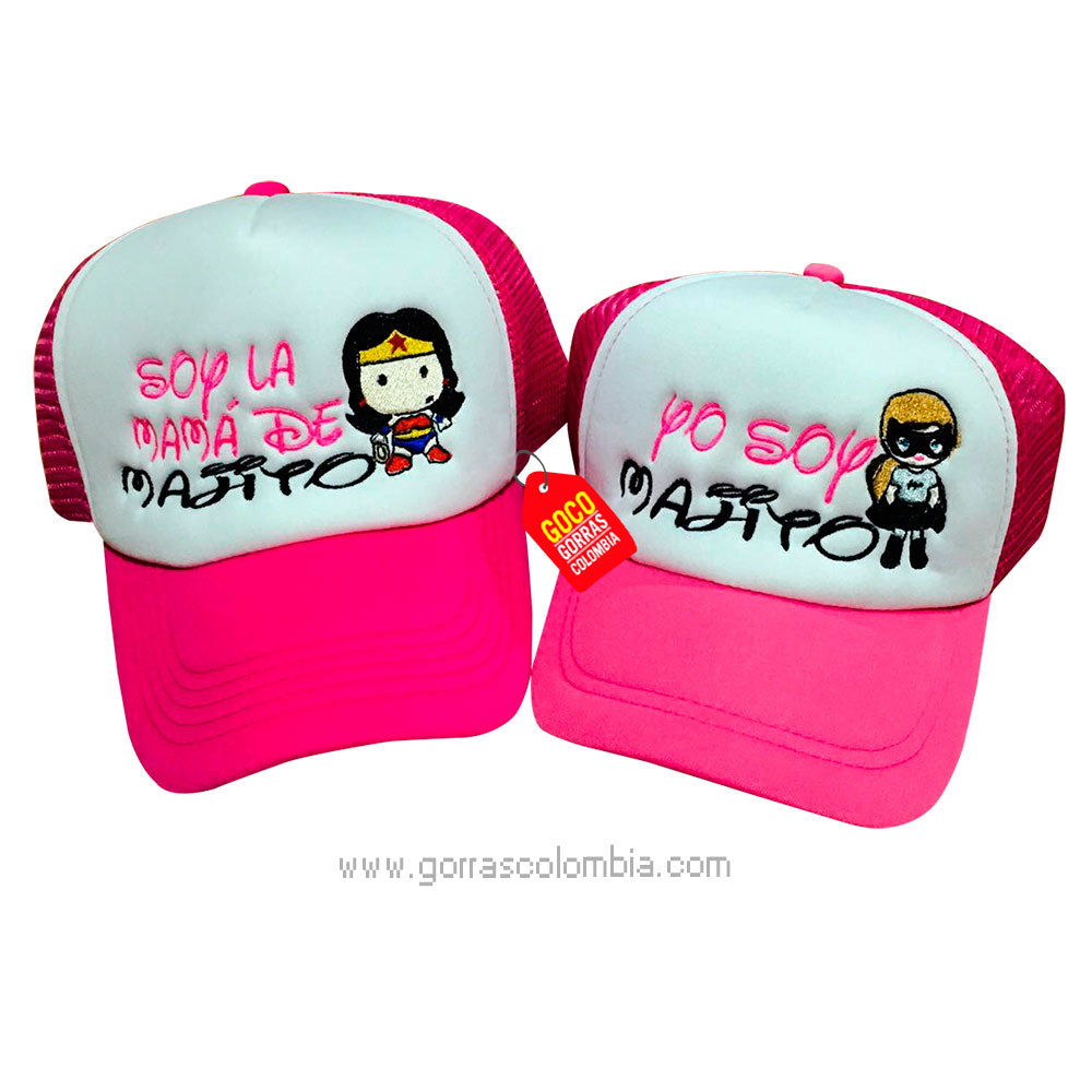 Gorras MUJER MARAVILLA Y BATICHICA - MAMÁ E HIJA (Nombre)