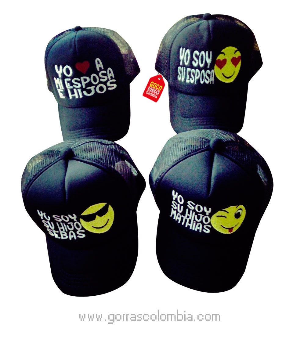 Gorras EMOJIS - YO AMO A MI ESPOSA E HIJOS (Nombres)