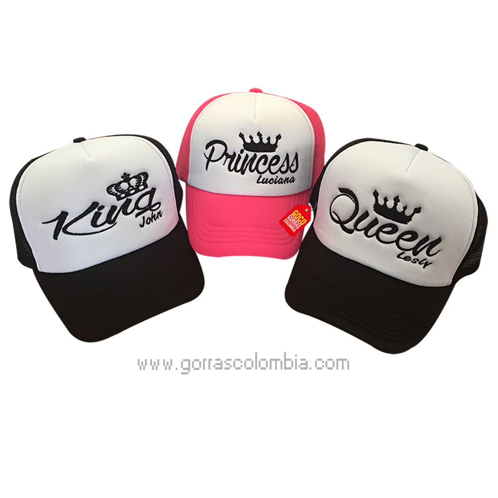 Gorras KING, QUEEN Y PRINCESS (Nombres)