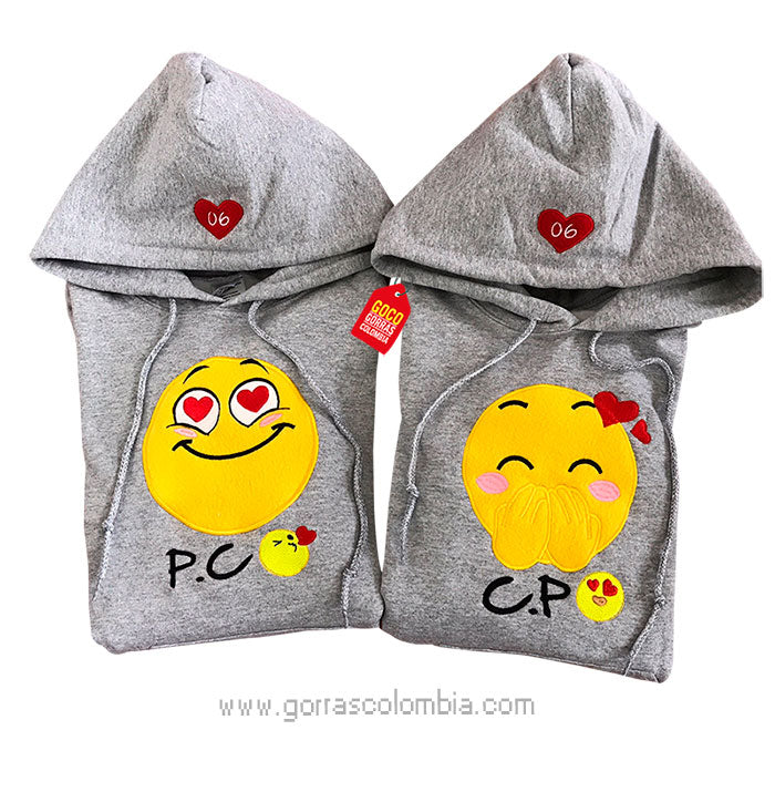Buzo EMOJI ENAMORADO / TÍMIDA (Iniciales-Número)