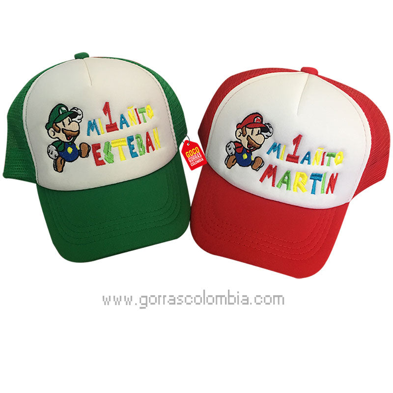 Gorras MARIO Y LUIGI (Nombres-Años)