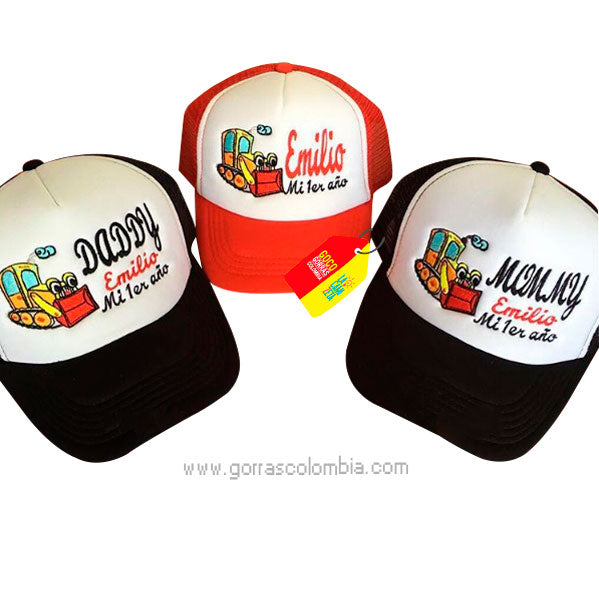 Gorras EXCAVADORA - DADDY Y MOMMY (Nombre-Año)