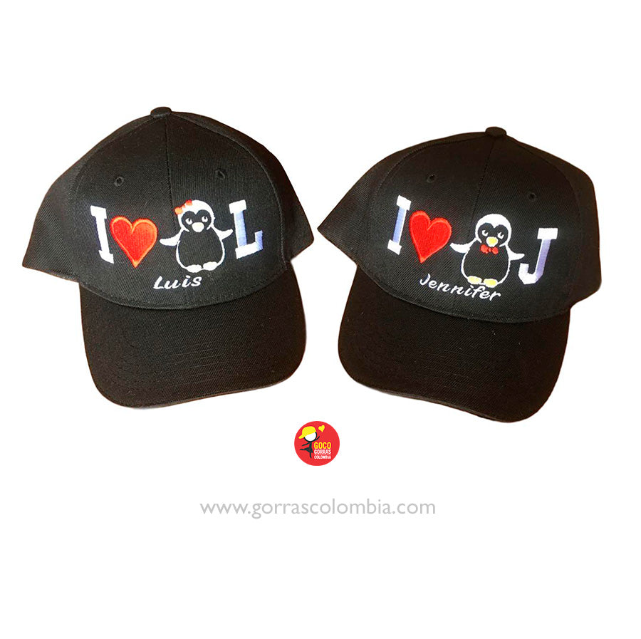 Gorra I LOVE PINGÜINO (Inicial-Nombre)