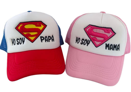 Gorras SUPERMAN 3D - SUPER PAPÁ Y SUPER MAMÁ