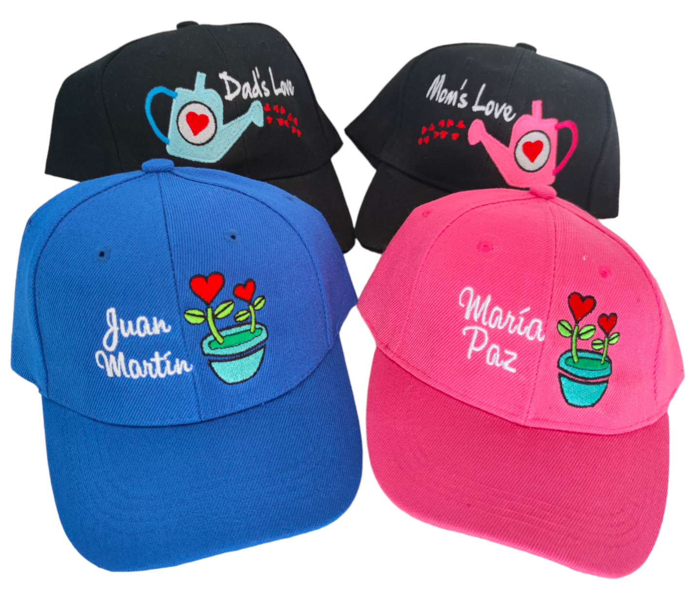 Gorras REGADERAS Y PLANTAS CORAZÓN - DAD´S & MOM´S LOVE (Nombres)