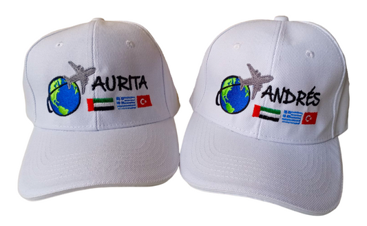 Gorra MUNDO, AVIÓN Y BANDERAS (Nombre)