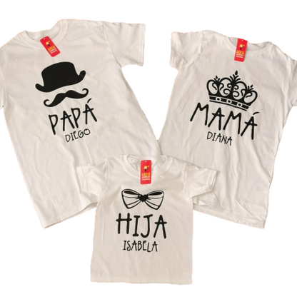 Camiseta PAPA MAMA HIJA Gorras Colombia