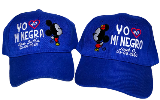 Gorras MICKEY Y MINNIE - NEGRA Y NEGRO (Nombre-Fecha-Número)