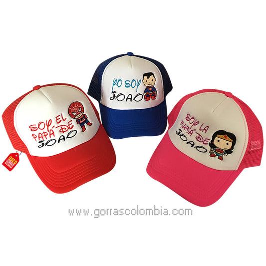 Gorras SUPER HÉROES - PAPÁS DE... (Nombre)