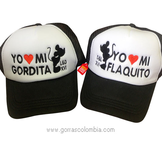 Gorras MICKEY Y MINNIE - GORDITA Y FLAQUITO (Iniciales-Número)