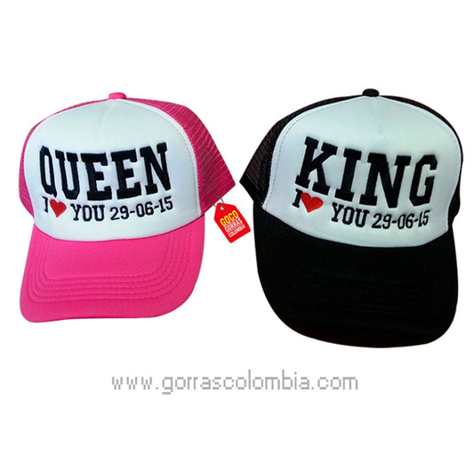 Gorras KING Y QUEEN - I LOVE (Fecha)