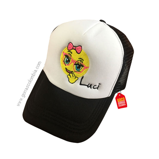 Gorra EMOJI MOÑO Y GAFAS (Nombre)