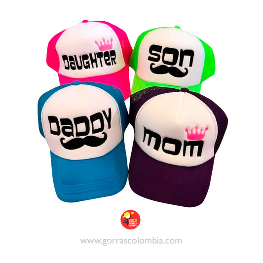 Gorras DADDY, MOM, DAUGHTER & SON