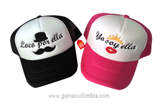 Gorras MOSTACHO Y BESO - LOCO POR ELLA